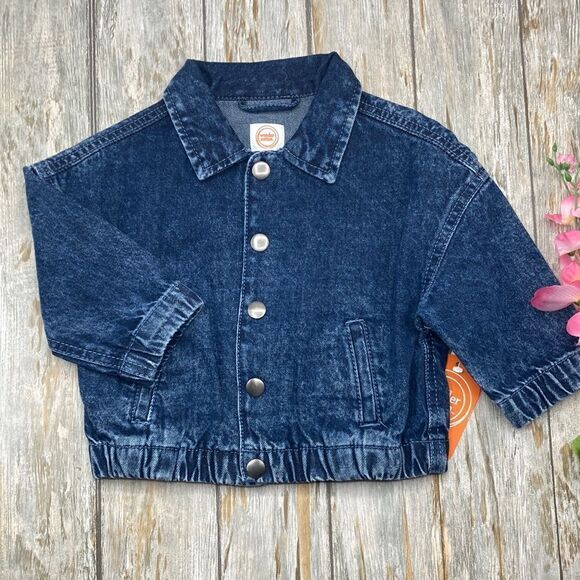 Baby Girl Denim Jean Snap Down Jacket Coat Size 12M - Picture 1 of 6